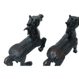 Pair Chinese Bronze Brown Metal Racing Horse Figures  ws1226S