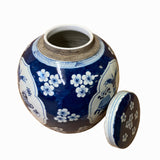 Chinese Blue & White Flower Vase Graphic  Porcelain Ginger Jar ws1227S