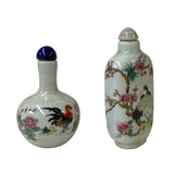 2 x Chinese Porcelain Snuff Bottle With Flowers Birds Graphic ws1233S