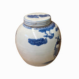 Chinese Blue & White Fok Lok Shou 3 Stars Porcelain Ginger Jar ws1237S