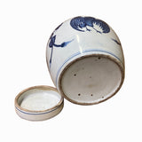 Chinese Blue & White Bird Bats Tassel Graphic  Porcelain Ginger Jar ws1239S