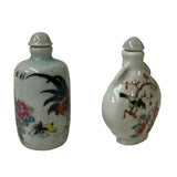 2 x Chinese Porcelain Snuff Bottle With Flowers Birds Graphic ws1240S