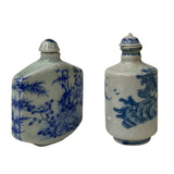 2 x Chinese Porcelain Snuff Bottle With Blue White Scenery Graphic ws1241S