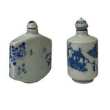 2 x Chinese Porcelain Snuff Bottle With Blue White Scenery Graphic ws1241S