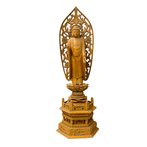 buddha statue - Abhaya - Wooden Buddha