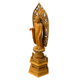 Chinese Sandal Wood Lotus Base Abhaya Mudra Buddha Statue ws1246S