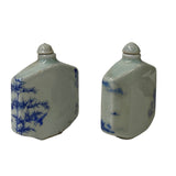 2 x Chinese Porcelain Snuff Bottle With Blue White Scenery Graphic ws1247S