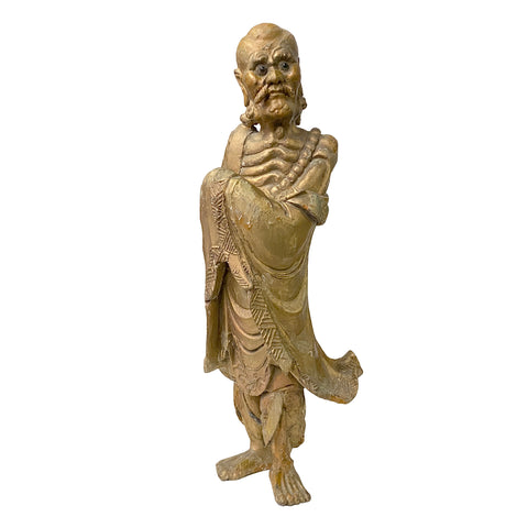 damo - wood figure - golden wood carving