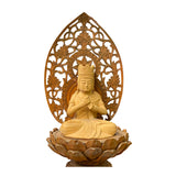 Chinese Sandal Wood Lotus Base Kwan Yin Bodhisattva Statue ws1257S