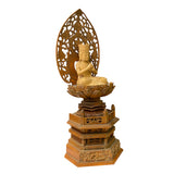Chinese Sandal Wood Lotus Base Kwan Yin Bodhisattva Statue ws1257S