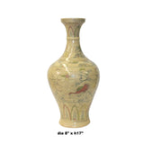 Cream Beige Base Color Flowers Birds Graphic Round Ceramic Vase ws1263S