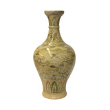 Cream Beige Base Color Flowers Birds Graphic Round Ceramic Vase ws1263S