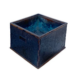 Vintage Chinese Dimensional Relief Motif Square Wood Metal Storage Box ws1266S