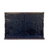 Vintage Chinese Dimensional Relief Motif Square Wood Metal Storage Box ws1266S
