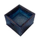 Vintage Chinese Dimensional Relief Motif Square Wood Metal Storage Box ws1266S