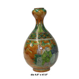 Chinese Yellow Copper Ceramic People Graphic Painting Pear Vase ws1275S