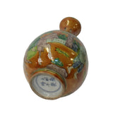 Chinese Yellow Copper Ceramic People Graphic Painting Pear Vase ws1275S