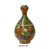Chinese Yellow Copper Ceramic People Graphic Painting Pear Vase ws1276S