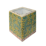 Chinese Distressed Porcelain Green Ancient Dragons Motif Square Pot ws1285S
