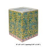 Chinese Distressed Porcelain Green Ancient Dragons Motif Square Pot ws1285S