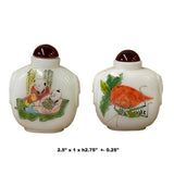 2 x White Glass Print Oriental Graphic Snuff Bottle ws1287S