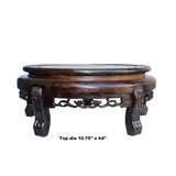 Chinese Brown Wood Round Table Top Stand Display Easel 10.75" ws129AS