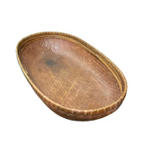 Oriental Vintage Restored Light Brown Rattan Oval Basket Tray ws1301S