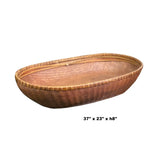 Oriental Vintage Restored Light Brown Rattan Oval Basket Tray ws1301S