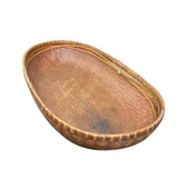 Oriental Vintage Restored Light Brown Rattan Oval Basket Tray ws1301S