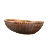 Oriental Vintage Restored Light Brown Rattan Oval Basket Tray ws1301S