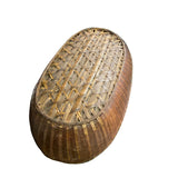 Oriental Vintage Restored Light Brown Rattan Oval Basket Tray ws1301S