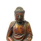 Chinese Golden Brown Lacquer Wooden Meditation Buddha Statue ws1303S