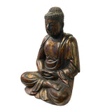 Chinese Golden Brown Lacquer Wooden Meditation Buddha Statue ws1303S