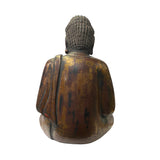 Chinese Golden Brown Lacquer Wooden Meditation Buddha Statue ws1303S