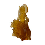 Crystal Glass Liuli Pate-de-Verre Orange Manjusri Bodhisattva Statue ws1315S