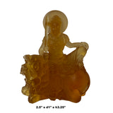 Crystal Glass Liuli Pate-de-Verre Orange Manjusri Bodhisattva Statue ws1315S