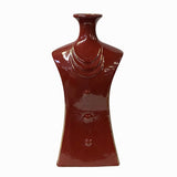 red vase - flambe glaze - brick red vase
