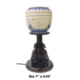 Chinese White Porcelain Shade Wood Pedestal Base Table Lamp ws1356S