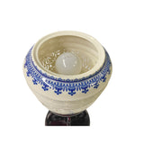 Chinese White Porcelain Shade Wood Pedestal Base Table Lamp ws1356S