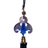 Liuli Crystal Glass Fengshui Fortune Blue Purple Bat Gift Decor Tassel ws1358S