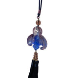 Liuli Crystal Glass Fengshui Fortune Blue Purple Bat Gift Decor Tassel ws1358S