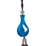 Liuli Crystal Glass Fengshui Fortune Blue Lotus Hand Bottle Decor Tassel ws1360S