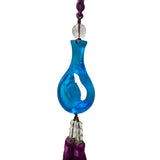 Liuli Crystal Glass Fengshui Fortune Blue Lotus Hand Bottle Decor Tassel ws1360S