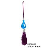 Liuli Crystal Glass Fengshui Fortune Blue Lotus Hand Bottle Decor Tassel ws1360S