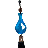 Liuli Crystal Glass Fengshui Fortune Blue Lotus Hand Bottle Decor Tassel ws1367S