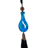 Liuli Crystal Glass Fengshui Fortune Blue Lotus Hand Bottle Decor Tassel ws1367S