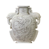 Chinese Ceramic Off  White Color Dragon Elephant Ear Large Jar ws1371S