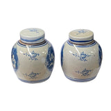 Pair Blue White Small Oriental Double Kids Porcelain Ginger Jars ws1378S