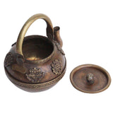 Chinese Metal Bronze Color Relief Motif Accent Teapot Display ws138S