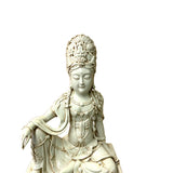 Vintage Chinese Tong Style Off White Porcelain Kwan Yin Tara Bodhisattva Statue ws1390S